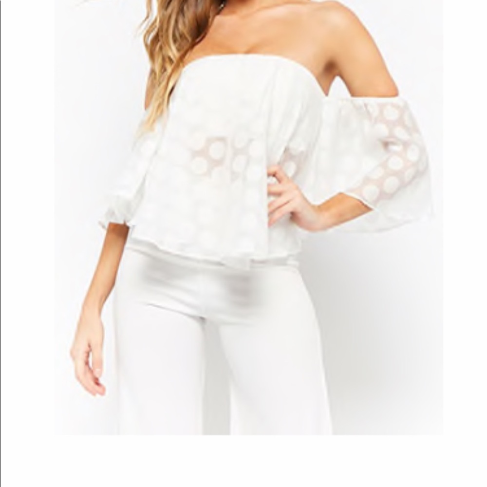 Polka dot off the shoulder top